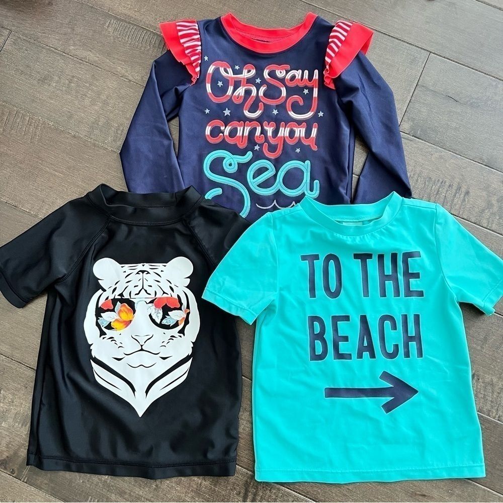 TODDLER Girl Rash Guard Swim Tops 2T Bikini Long Sleeved Short Two Piece